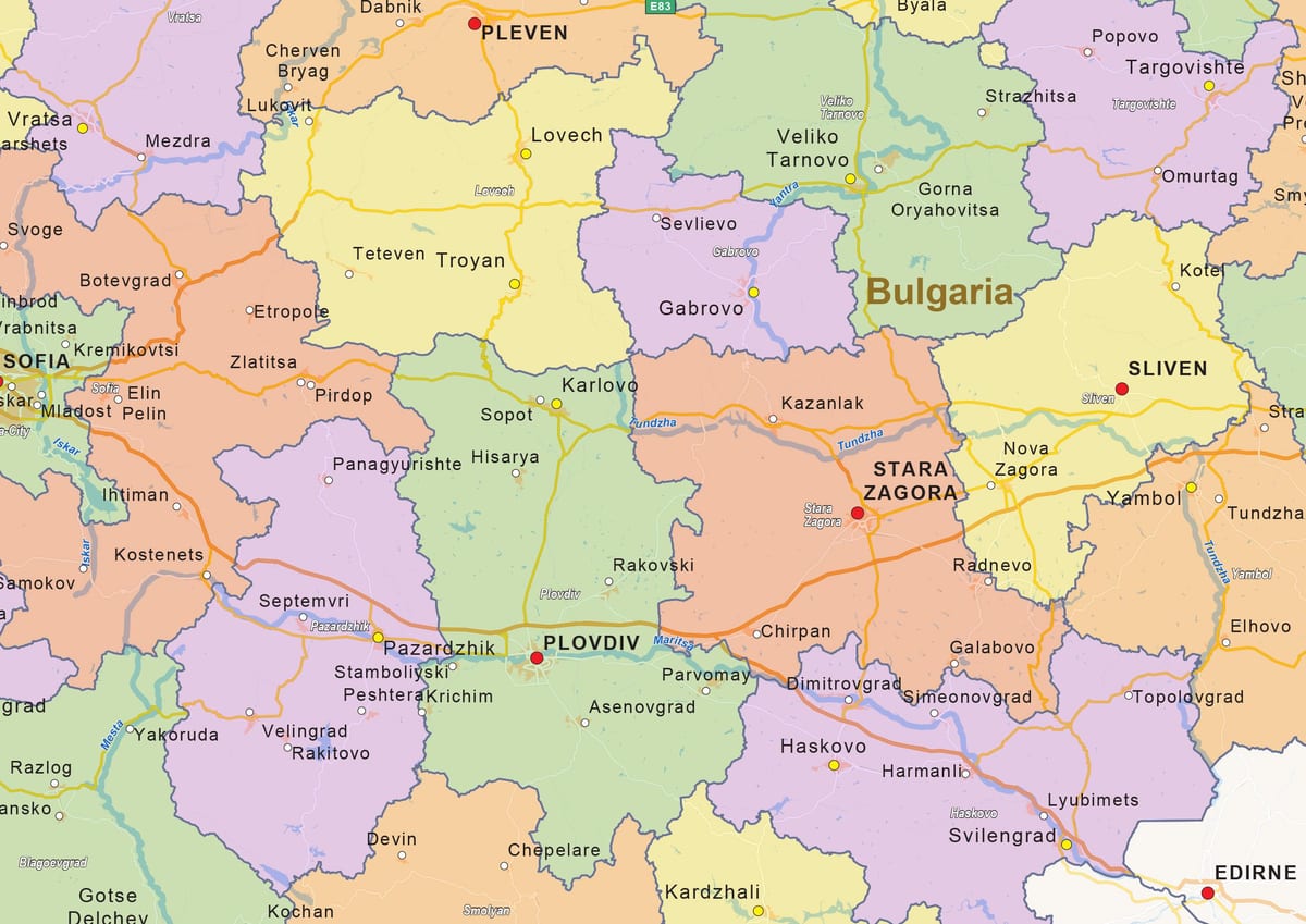 bản đồ của Bulgaria chính trị