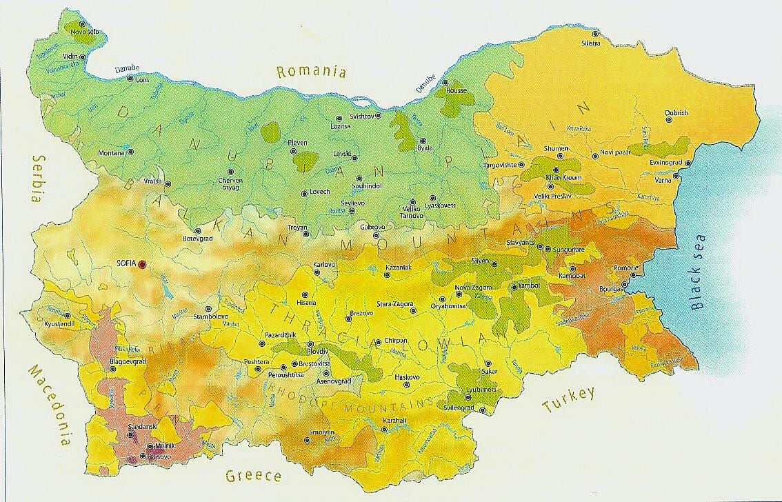 bản đồ của Bulgaria khí hậu