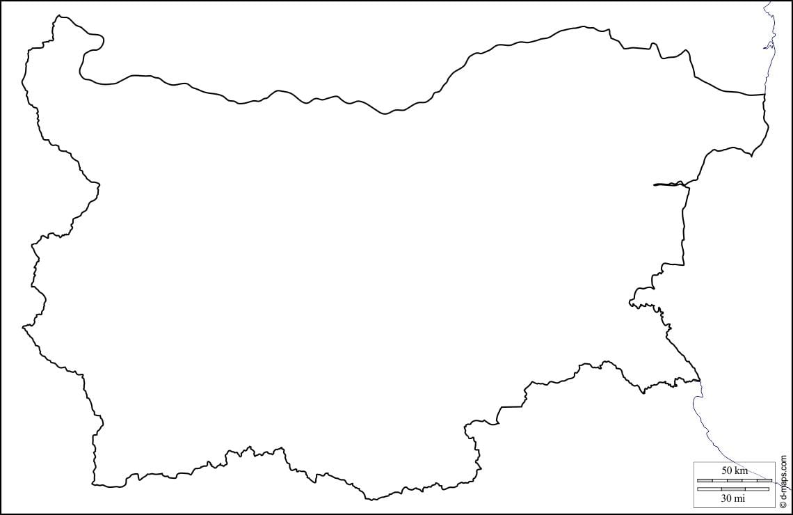 bản đồ của Bulgaria phác thảo bản đồ