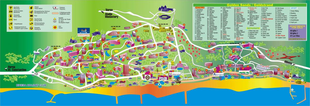 bãi vàng Bulgaria bản đồ