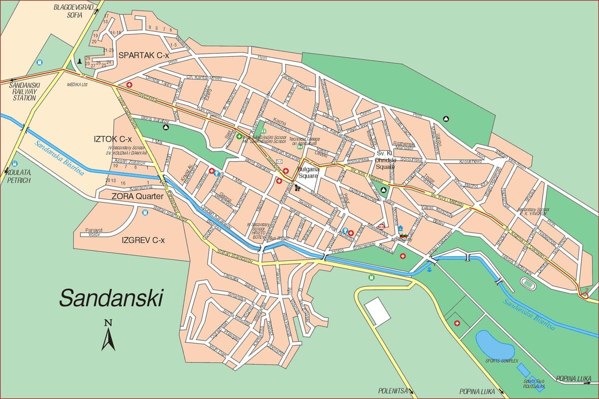 bản đồ của sandanski Bulgaria